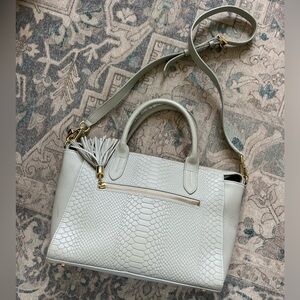 Gigi New York gray python leather Grace satchel handbag